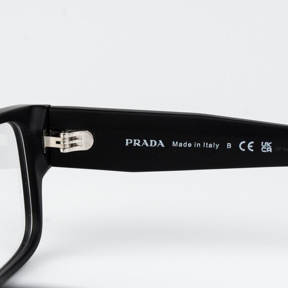 Prada Women Eyeglasses Matte Black Rectangle PRB09V 12P1O1 NEW AUTHENTIC - Picture 8 of 12